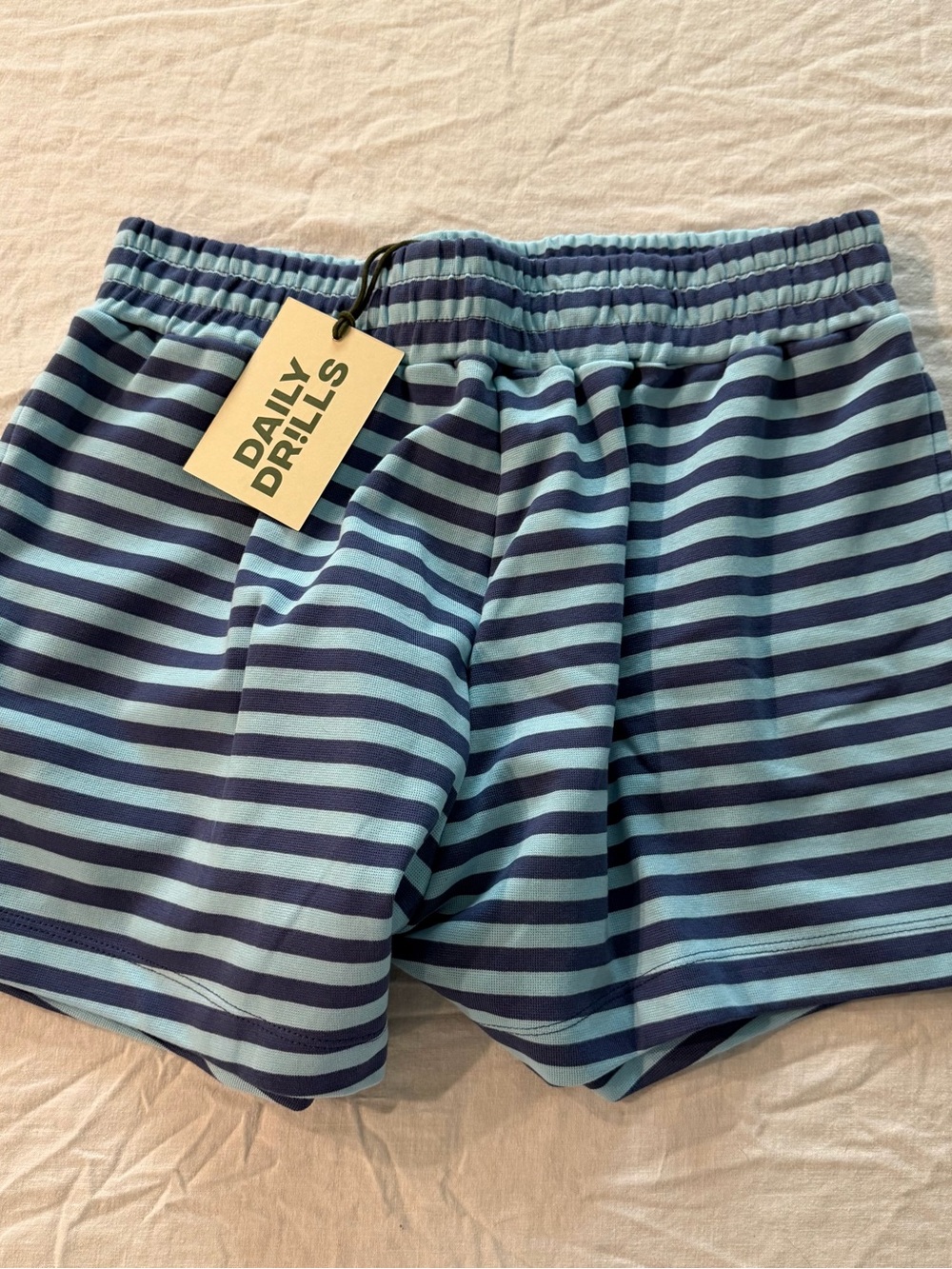 Daily Drills Navy and Light Blue Striped Shorts